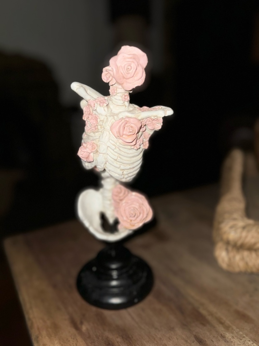 Ashland Halloween Blush Rose Tabletop Floral Skeleton Torso Sculpture